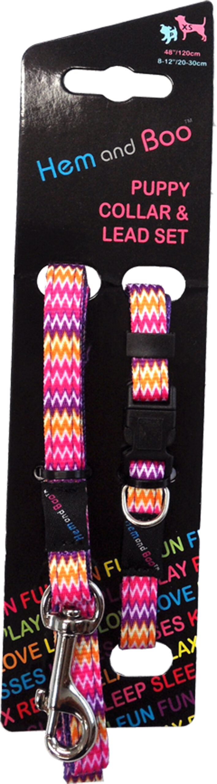 Hemmo & Co Zig Zag Puppy Collar/Lead Set Pink